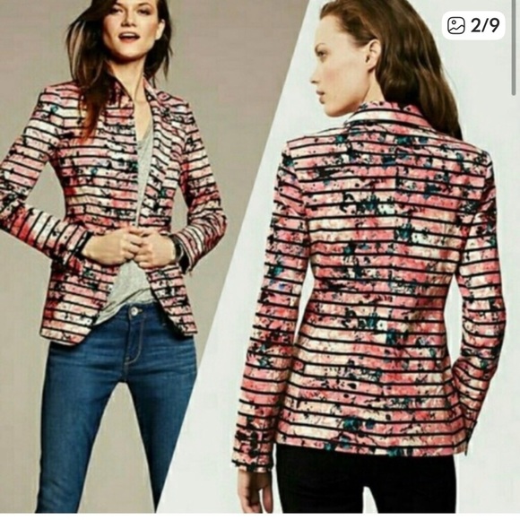 Banana Republic NWT Woman’s One-Button Floral & Striped Career Blazer - Picture 3 of 11